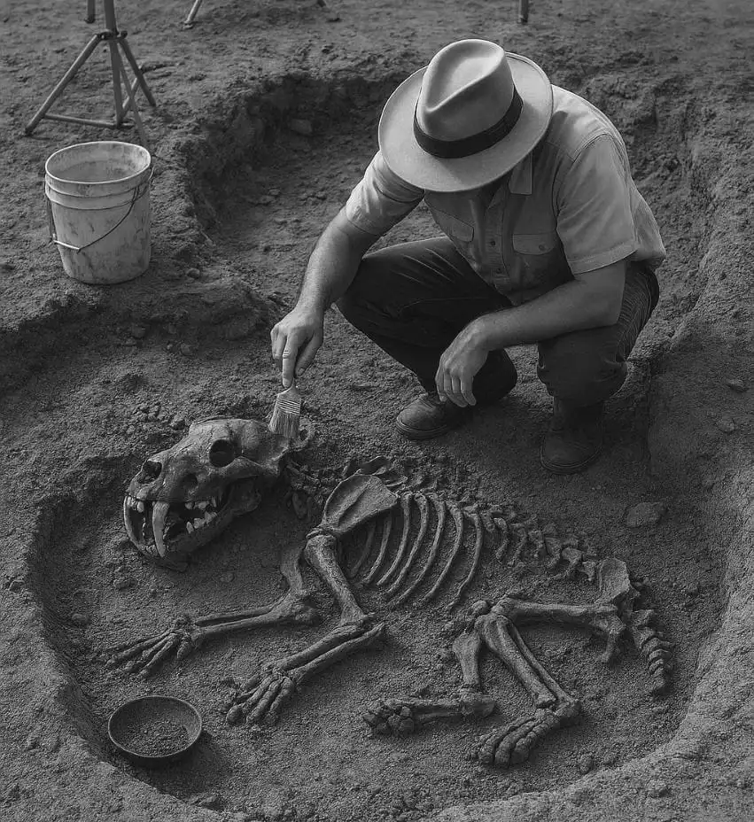 La Brea Tar Pits excavation of Smilodon fossils